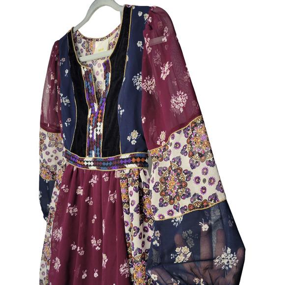 Anthropologie Maeve Quartier Latin Patchwork Velvet Mini Dress Women Sz SP - Picture 5 of 11